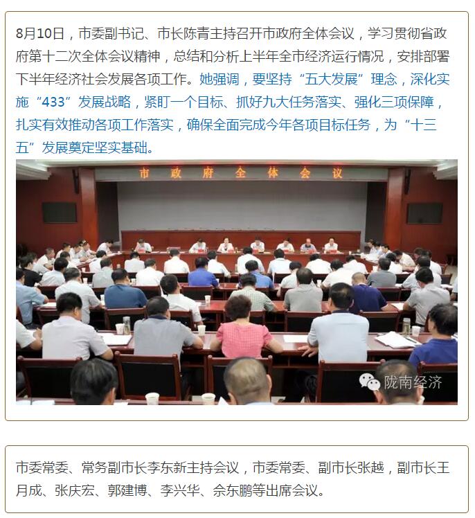 陳青在市政府全體會議上強調：緊盯一個目標抓好九大任務落實強化三項保障，確保全市經濟社會持續快速發展